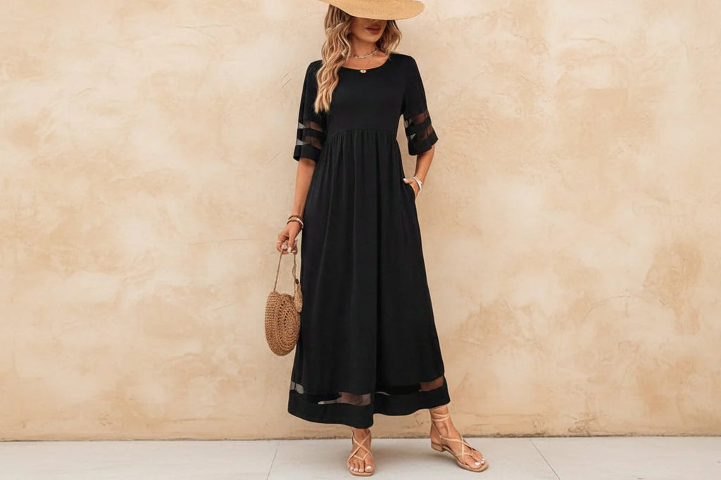 Elegant, easy-to-wear dress with a gently draped line.