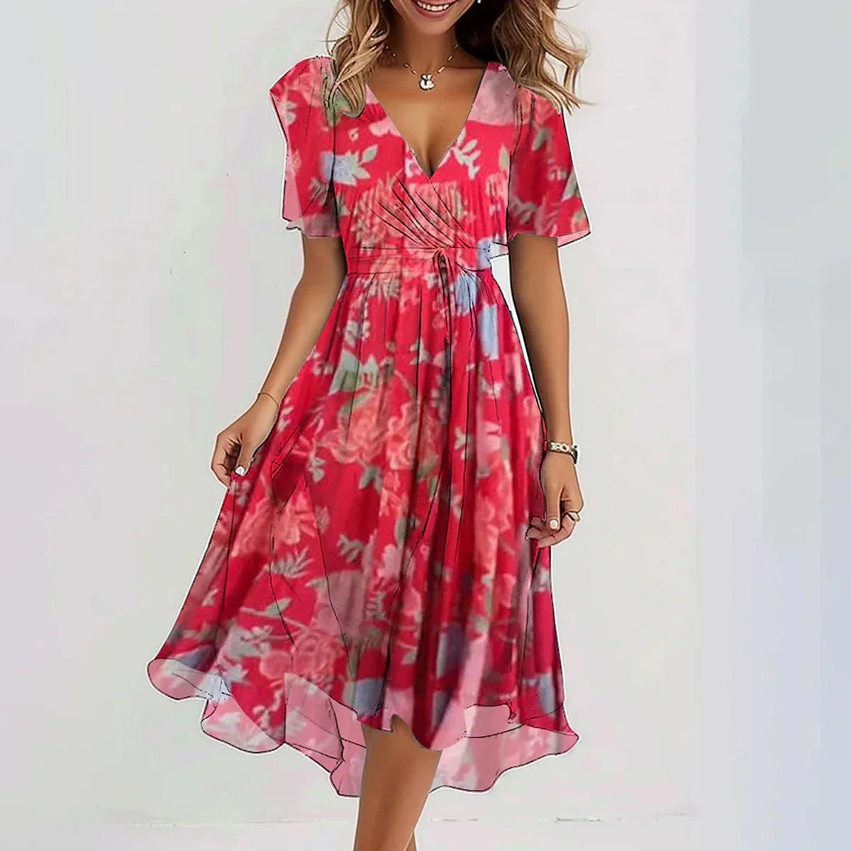 Breathable lightweight summer dress with a soft, flowing silhouette.