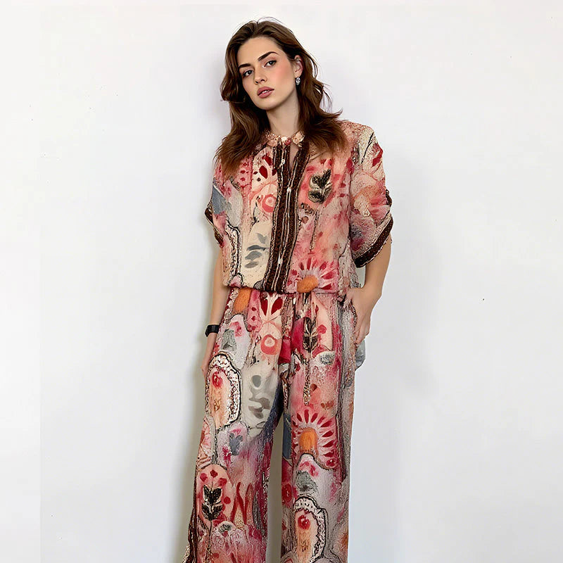Flowing, long-line dress in a soft, breathable fabric.