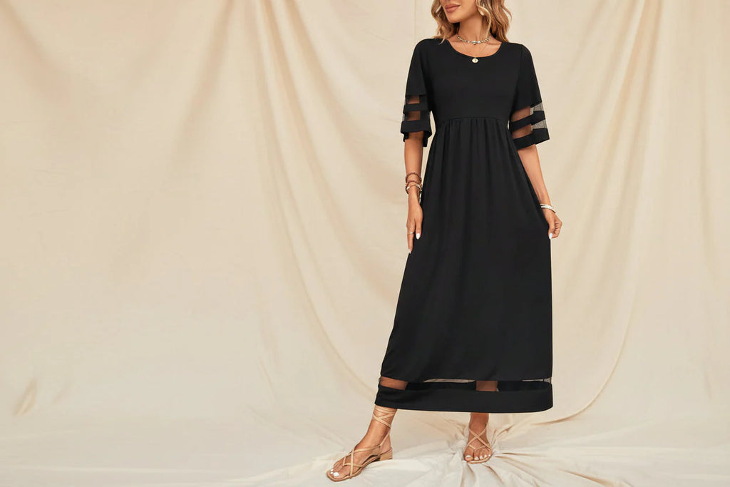 Elegant, easy-to-wear dress with a gently draped line.