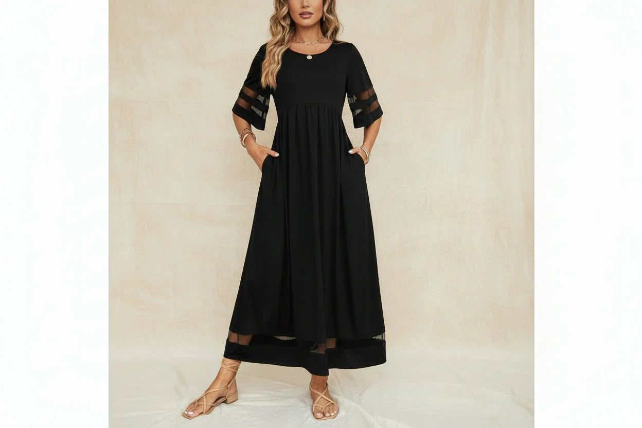 Elegant, easy-to-wear dress with a gently draped line.