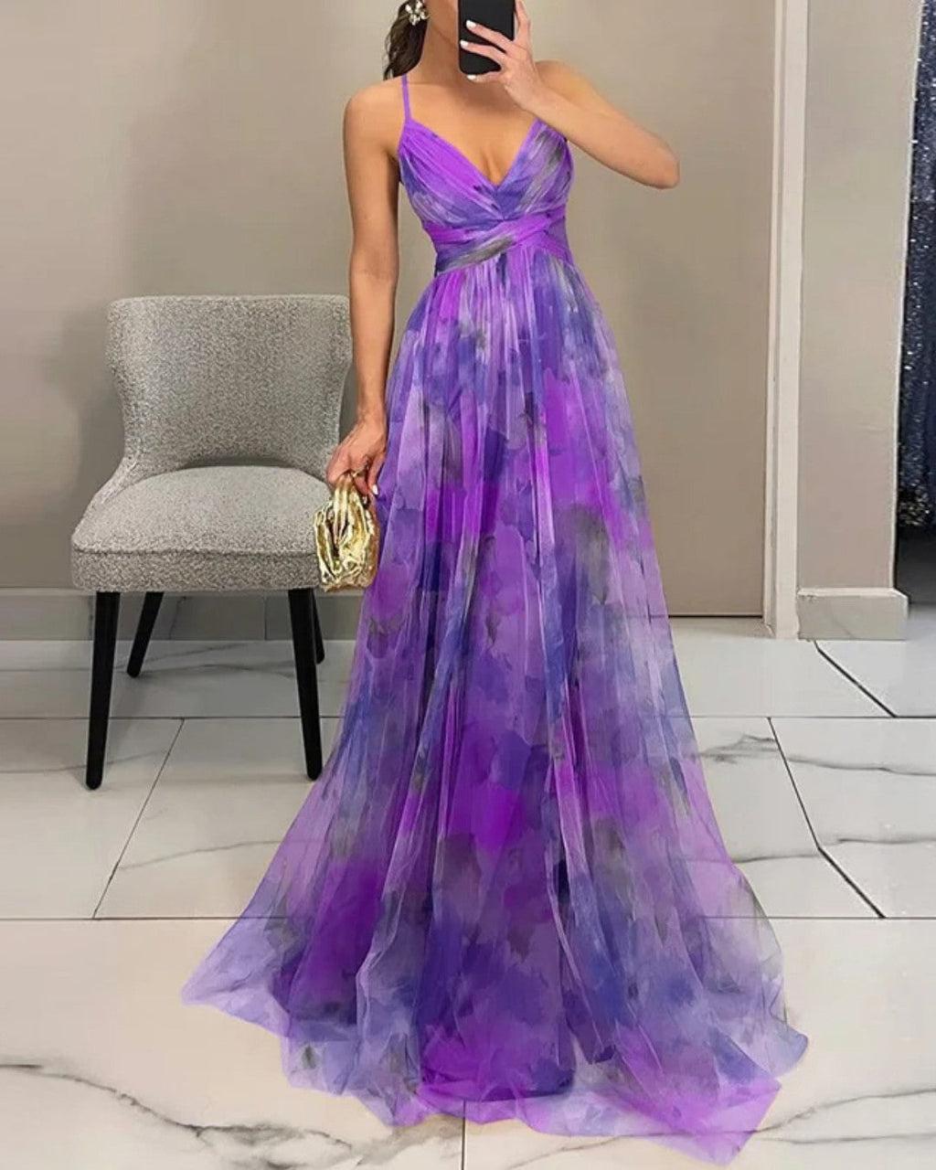 Fluid, romantic dress in a semi-sheer, lightweight construction.