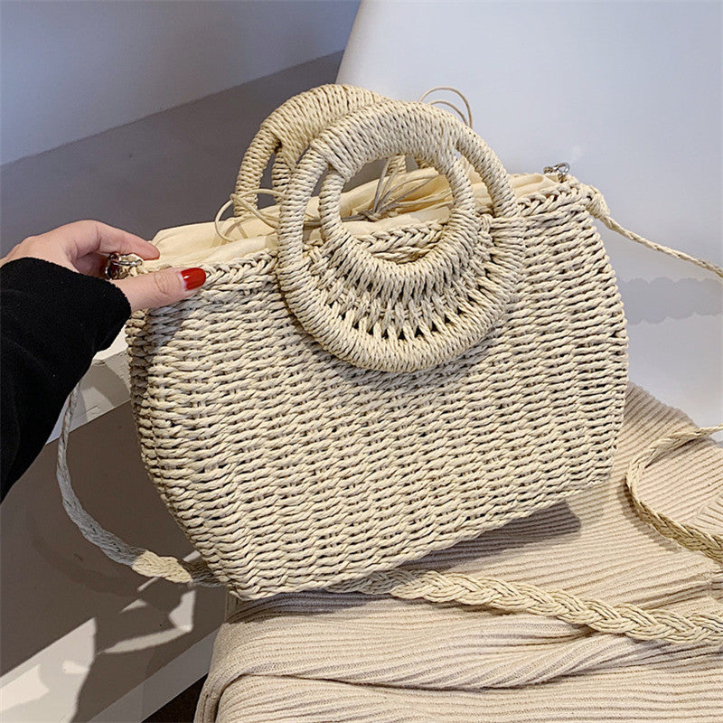 Fashion Woven Messenger Bag Texture Portable Basket Bag