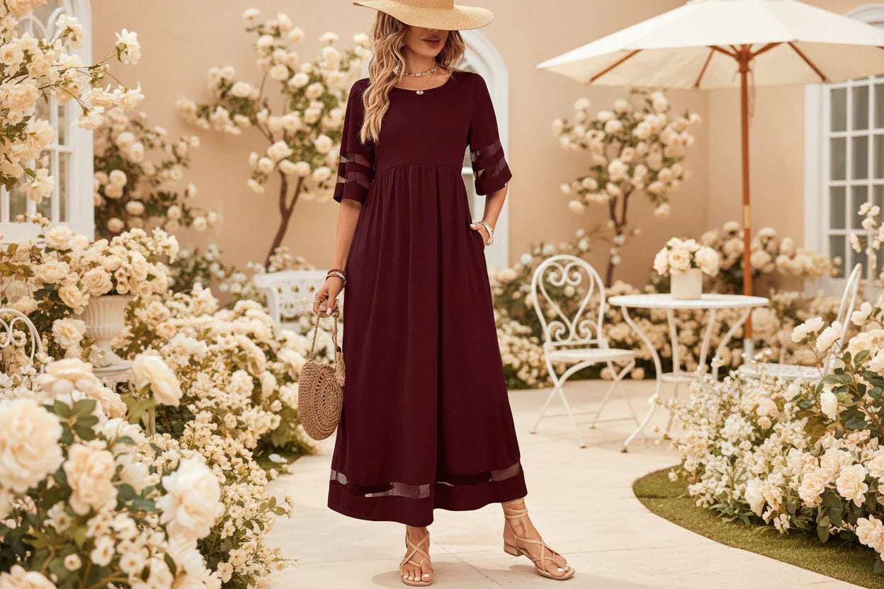 Elegant, easy-to-wear dress with a gently draped line.