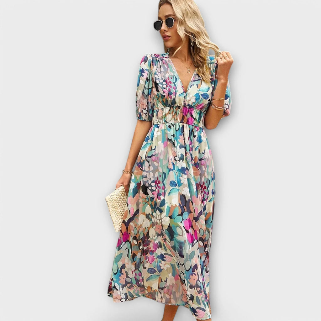 Softly tailored midi dress with a flattering, feminine cut.
