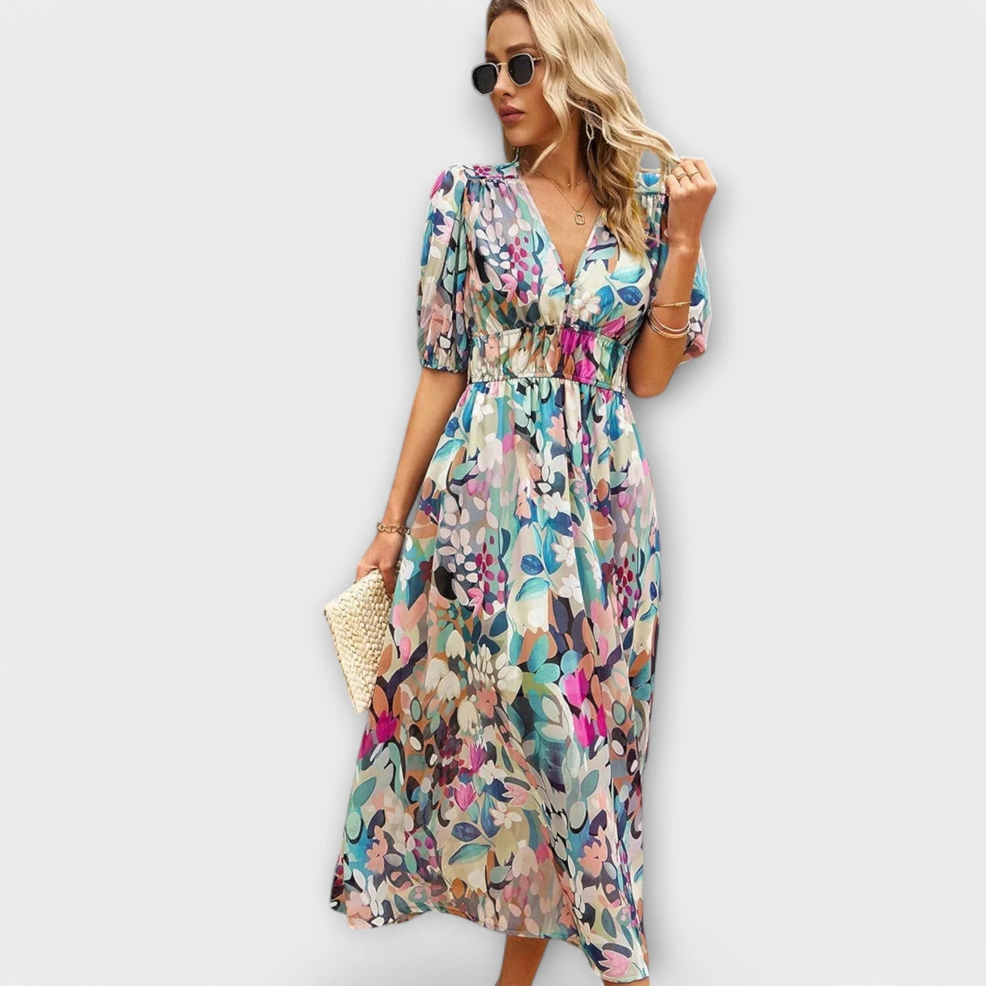 Softly tailored midi dress with a flattering, feminine cut.