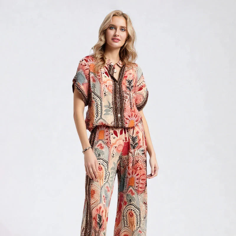 Flowing, long-line dress in a soft, breathable fabric.