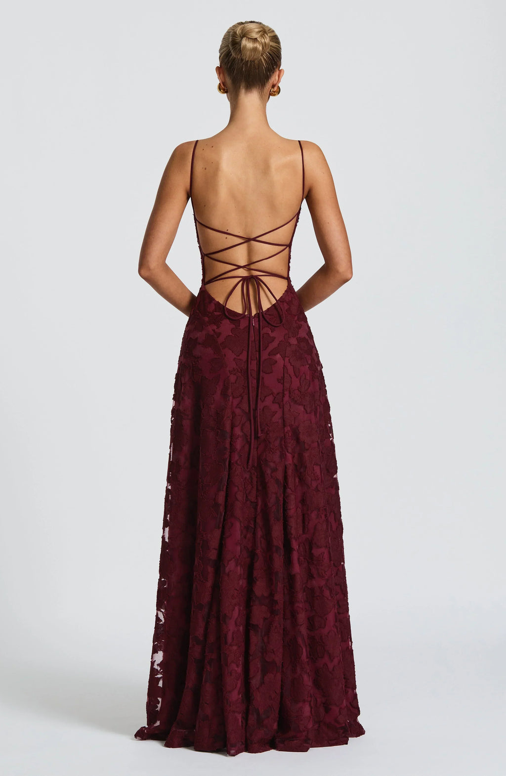 Refined dress in soft, subtly lustrous fabric with a fitted, flowing cut.