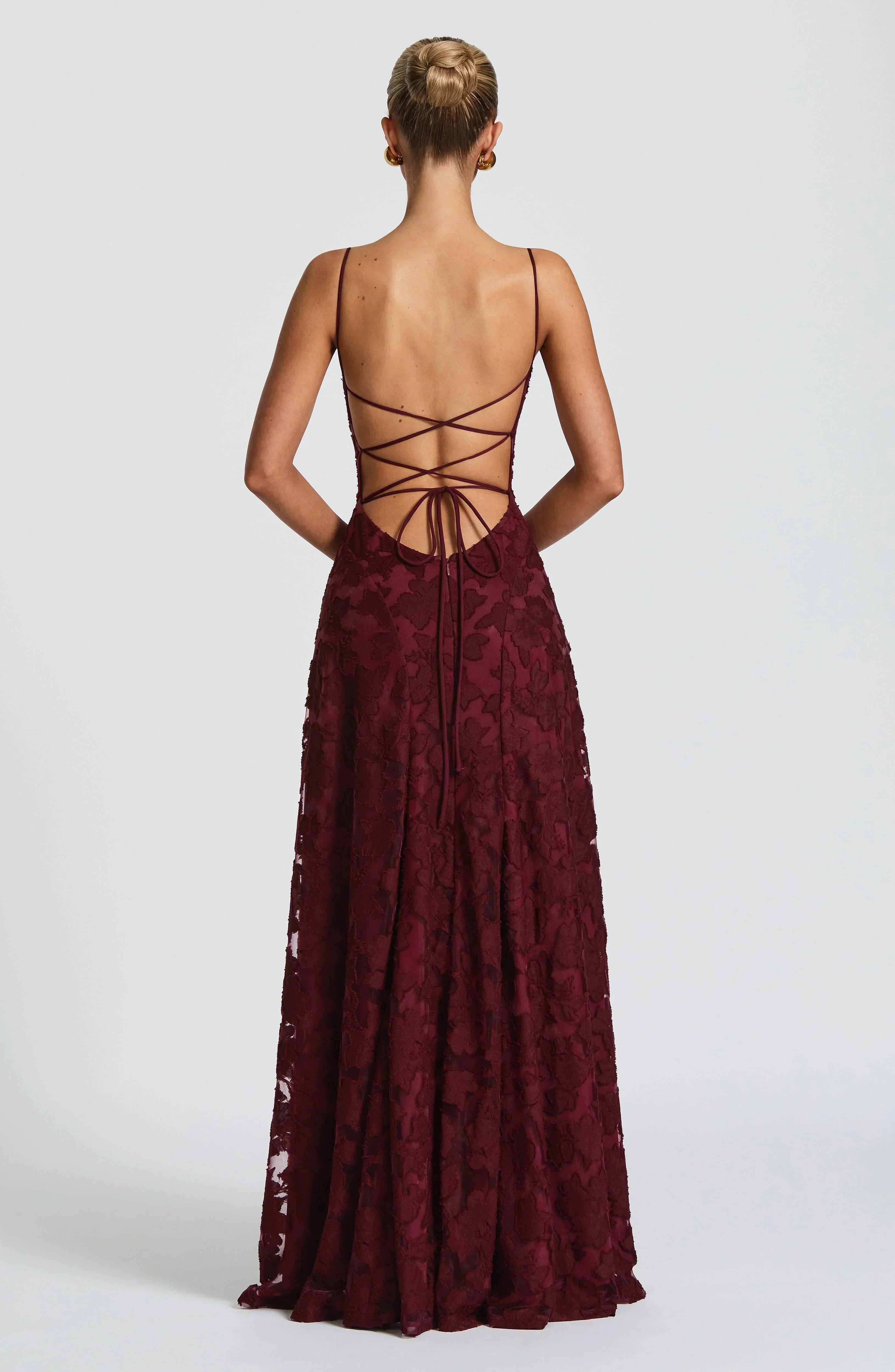 Refined dress in soft, subtly lustrous fabric with a fitted, flowing cut.